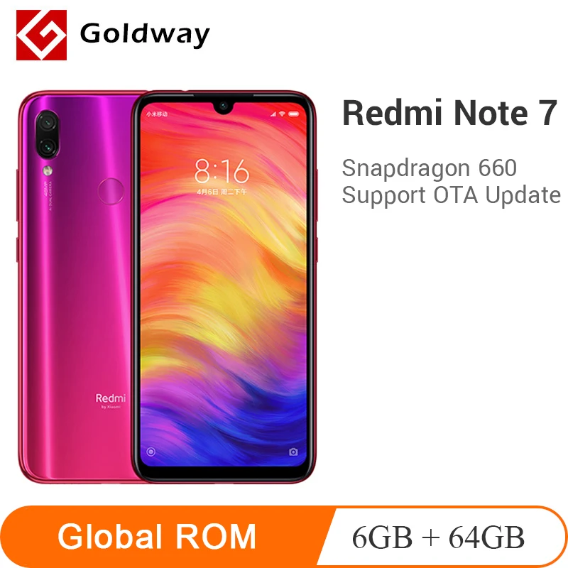 

Global ROM Xiaomi Redmi Note 7 6GB RAM 64GB ROM Mobile Phone Snapdragon 660 Octa Core 48MP Dual Camera 4000mAh 6.3"Full Screen