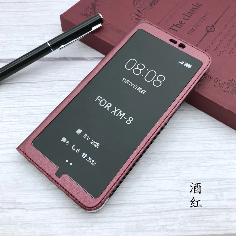 Чехол книжка с окошком для Xiaomi Redmi Note 5 Pro чехол экрана деловая кожаная сумка