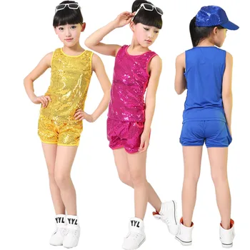 Girls Sequined Jazz Wear Dance Costume 3 Colors Hip Hop Front Glitter Sequin Shinning Stage Wear Set 110-160 cm Party Outfits
Girls Sequined Jazz Wear Dance Costume 3 Colors Hip Hop Front Glitter Sequin Shinning Stage Wear Set 110-160 cm Party Outfits