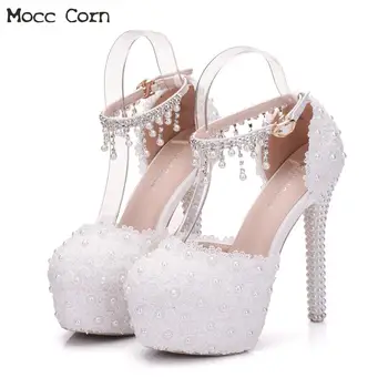 White Tassel Crystal High Heels Platform Wedding Shoes Bridal Pearl Pumps Lace Flower Sexy High Heels Valentine Shoes Stiletto
White Tassel Crystal High Heels Platform Wedding Shoes Bridal Pearl Pumps Lace Flower Sexy High Heels Valentine Shoes Stiletto