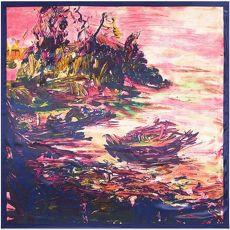 Spring New 90x90cm Oil painting ship port small square Silk Scarf Women Scarf NeckerChief Bandana Square Muslim Headscarf
Spring New 90x90cm Oil painting ship port small square Silk Scarf Women Scarf NeckerChief Bandana Square Muslim Headscarf