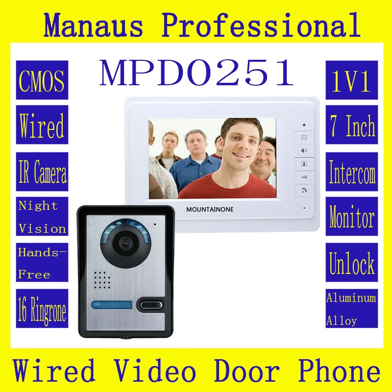D251b High Quality 7 Inch Video Door Phone Doorbell Intercom Kit 1-camera 1-monitor Night Vision Video Intercom
D251b High Quality 7 Inch Video Door Phone Doorbell Intercom Kit 1-camera 1-monitor Night Vision Video Intercom