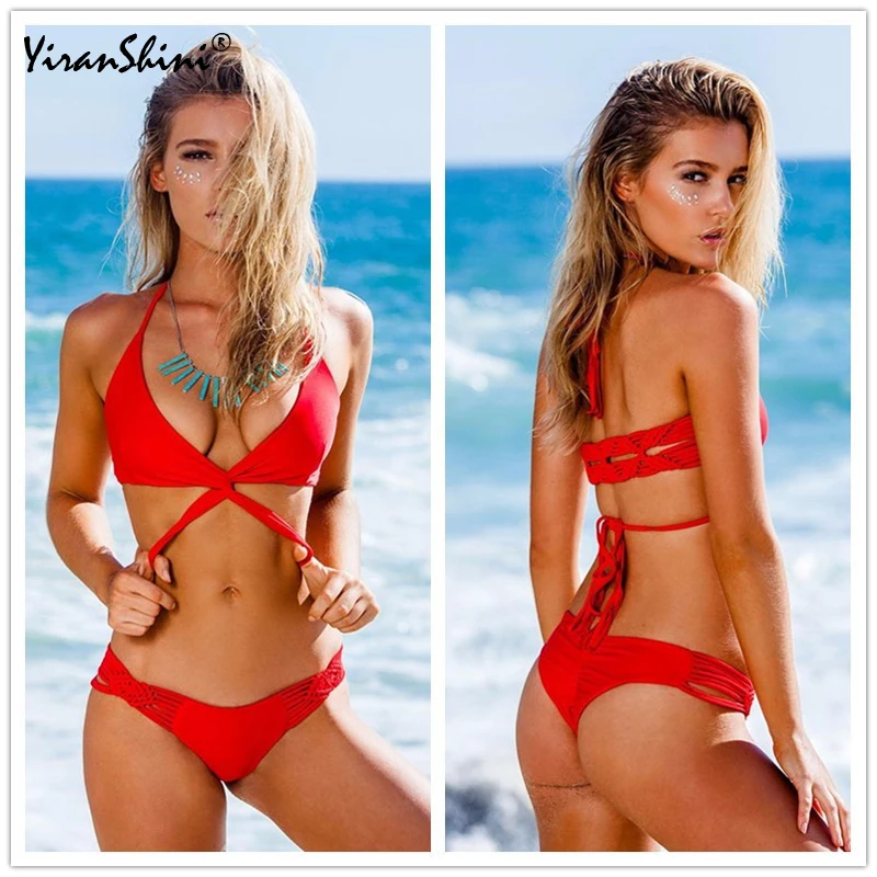 YIRANSHINI Solid Color Mini Sexy Bandage Brazilian Bikini 2018 Female Cross Sexy Backless Push Up Bikini Set Red Maillot De Bain
YIRANSHINI Solid Color Mini Sexy Bandage Brazilian Bikini 2018 Female Cross Sexy Backless Push Up Bikini Set Red Maillot De Bain