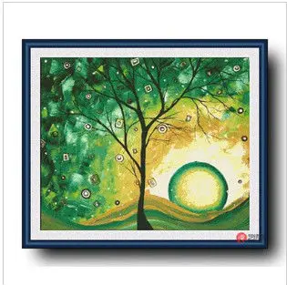 Embroidery Package Free Shipping Cross Stitch Kits Green Dreamlike Tree Moon 00160 
Embroidery Package Free Shipping Cross Stitch Kits Green Dreamlike Tree Moon 00160