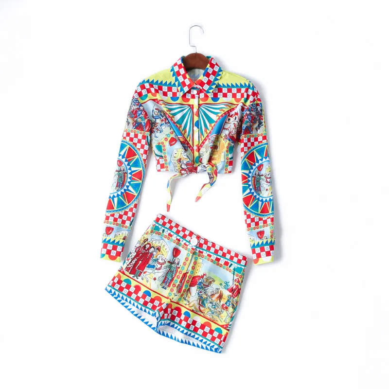 2019 Summer Runway Print Shorts Set Long Sleeve Bow Sexy Expose Waist Short Shirts + Shorts Holiday Beach 2 Piece Set Jc2956
2019 Summer Runway Print Shorts Set Long Sleeve Bow Sexy Expose Waist Short Shirts + Shorts Holiday Beach 2 Piece Set Jc2956