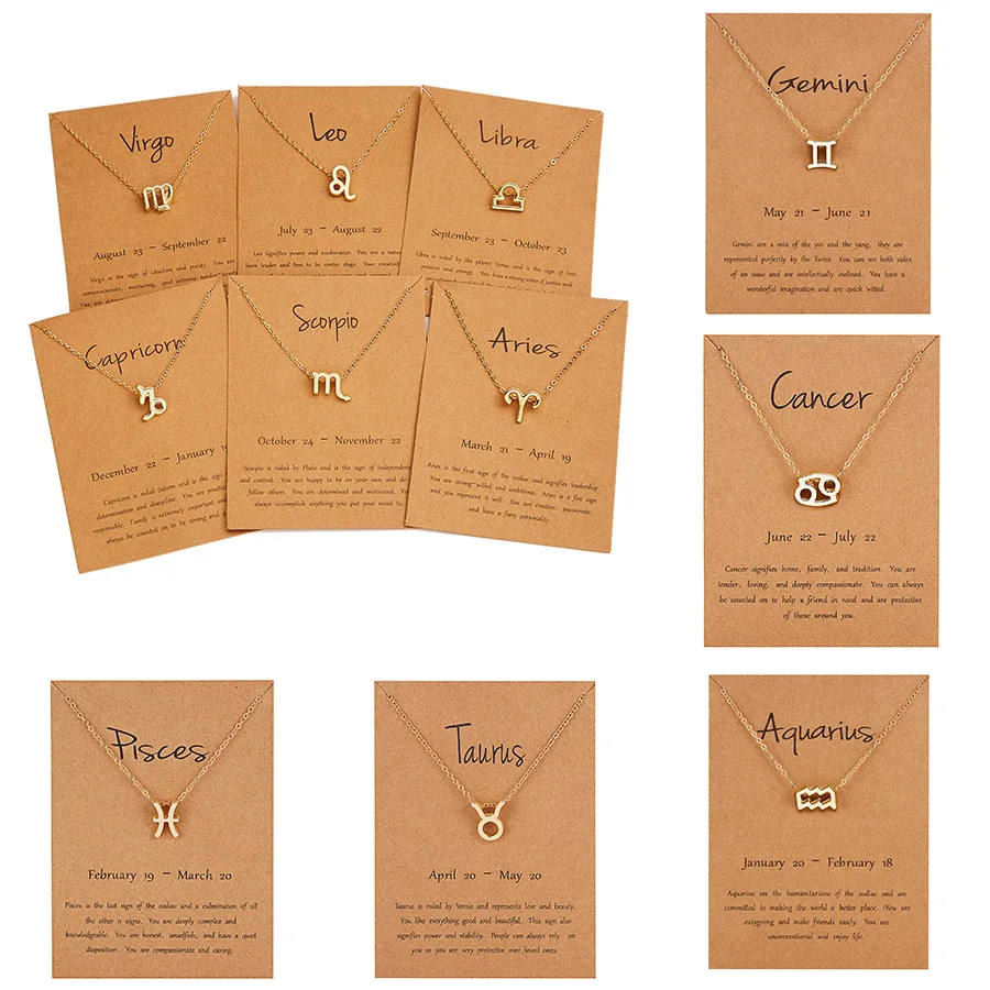 Фото Ожерелье с подвеской 12 знаков зодиака для женщин и мужчин ожерелья золотого