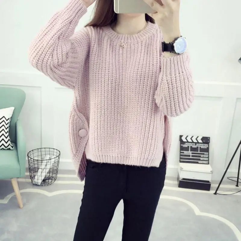 Autumn Winter Women Sweaters And Pullovers Korean Style Long Sleeve Casual Crop Sweater Slim Solid Knitted Jumpers
Autumn Winter Women Sweaters And Pullovers Korean Style Long Sleeve Casual Crop Sweater Slim Solid Knitted Jumpers