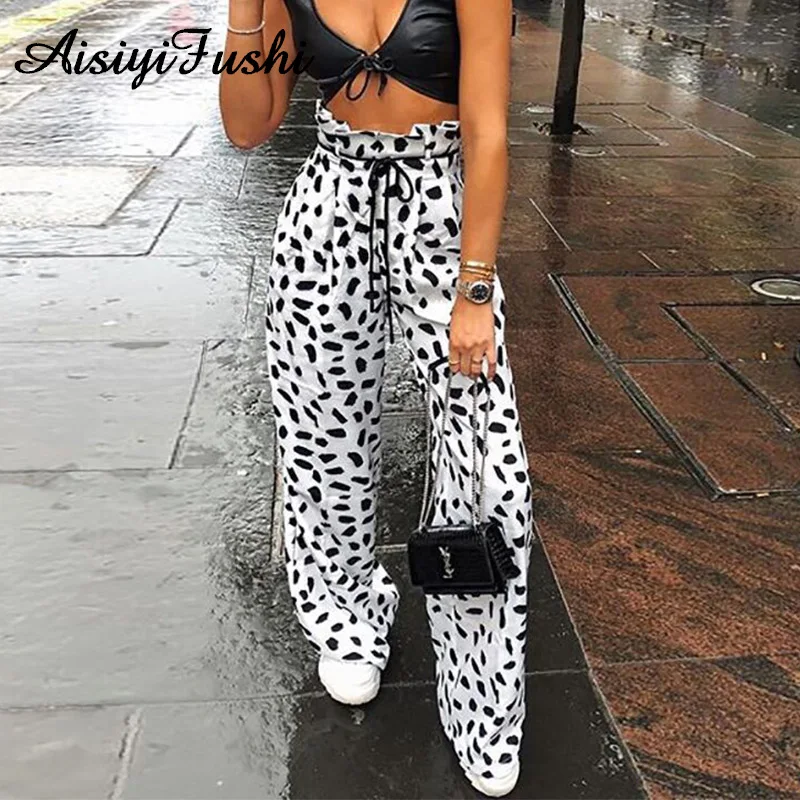 Women High Waist Pants Female Bow Tie Polka Dot Leopard Wide Leg Pants Elegant Women's Wide Trousers Classic Hip Hop Spring
Women High Waist Pants Female Bow Tie Polka Dot Leopard Wide Leg Pants Elegant Women's Wide Trousers Classic Hip Hop Spring