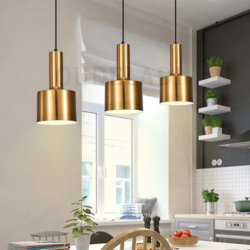 Modern single head Golden Pendant Lights American creative living room bedroom restaurant study corridor Light fixture E27
Modern single head Golden Pendant Lights American creative living room bedroom restaurant study corridor Light fixture E27