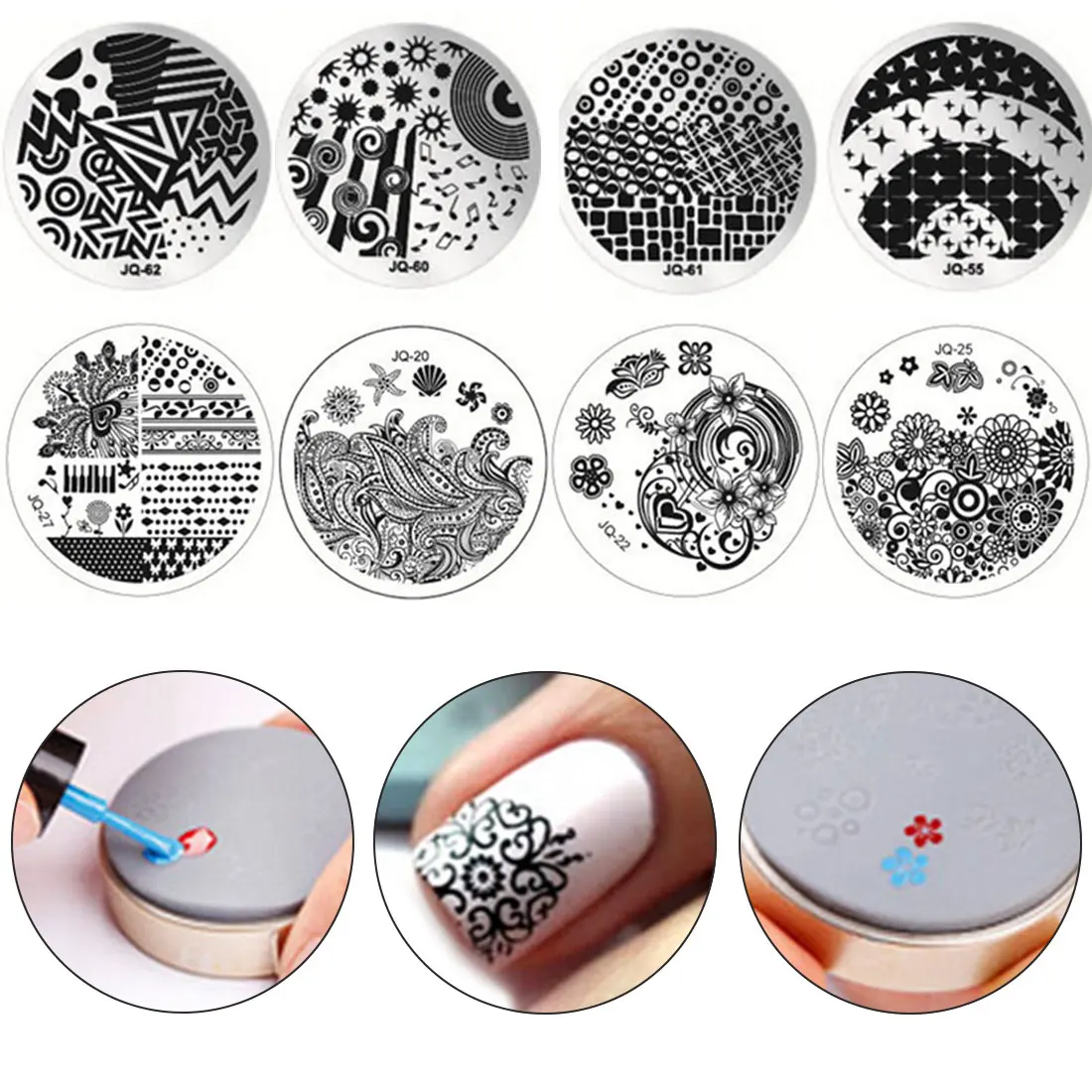 New Nail Manicure DIY Set Tool Nail Art Stamping Plates Templates Stamp Plate Round Flower Butterfly Bird Animal Indian Pattern
New Nail Manicure DIY Set Tool Nail Art Stamping Plates Templates Stamp Plate Round Flower Butterfly Bird Animal Indian Pattern