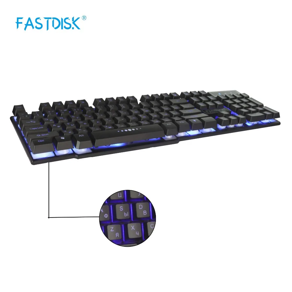 FASTDISK Русский/Английский 3 цвета подсветка игровая клавиатура Teclado геймер