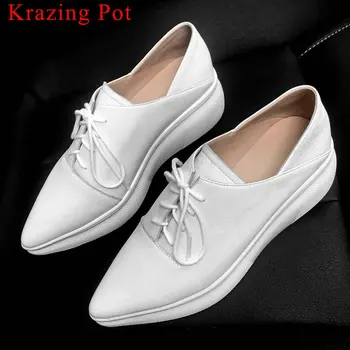 Krazing Pot black white concise style sneakers pointed toe lace up sneakers thick bottom natural leather vulcanized shoes L0f5
Krazing Pot black white concise style sneakers pointed toe lace up sneakers thick bottom natural leather vulcanized shoes L0f5