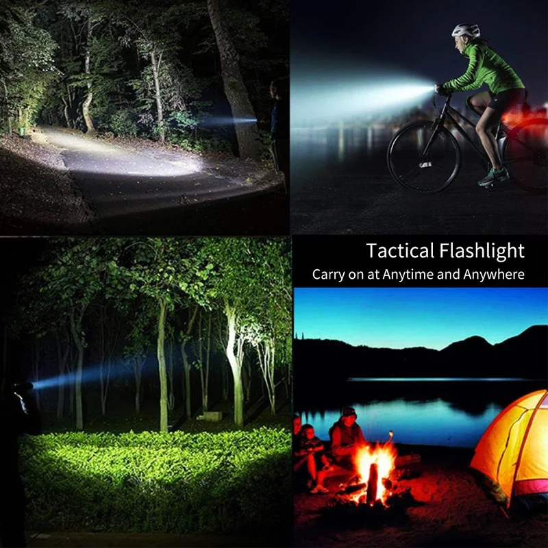 Bicycle - XHP90 LED Flashlight Zoom USB Rechargeable Power Display Powerful Torch 18650 Handheld Light