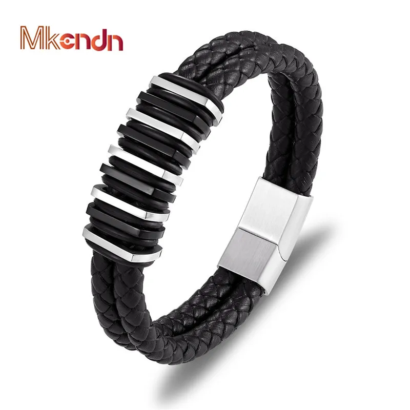 MKENDN Punk Genuine Leather Bracelet Double Layer Black Gold Stainless Steel Magnetic Button For Men Unisex Accessories Jewelry
MKENDN Punk Genuine Leather Bracelet Double Layer Black Gold Stainless Steel Magnetic Button For Men Unisex Accessories Jewelry