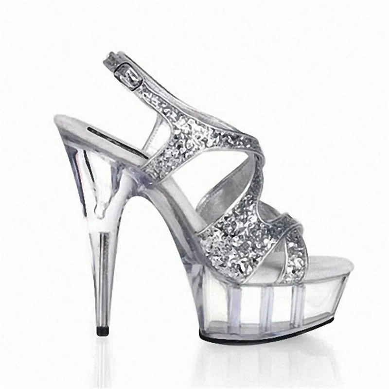 Sexy 6in stage shoes, 15cm heels, transparent soles, silver sequined uppers, dance shoes
Sexy 6in stage shoes, 15cm heels, transparent soles, silver sequined uppers, dance shoes