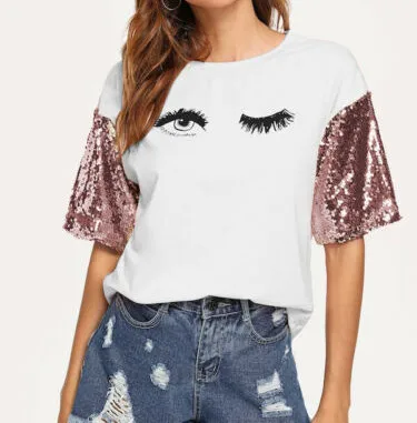 Wholesale 2019 New Summer Short Sleeve Eyelashes T-shirt Fashion White Casual Top Female Office Style Print Tee Tops W3
Wholesale 2019 New Summer Short Sleeve Eyelashes T-shirt Fashion White Casual Top Female Office Style Print Tee Tops W3