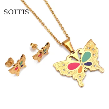 SOITIS 316L Stainless Steel Colorful Mulitcolor Women Brazil Butterfly Jewelry Sets Earrings Necklace Fashion Gold Color Chain
SOITIS 316L Stainless Steel Colorful Mulitcolor Women Brazil Butterfly Jewelry Sets Earrings Necklace Fashion Gold Color Chain