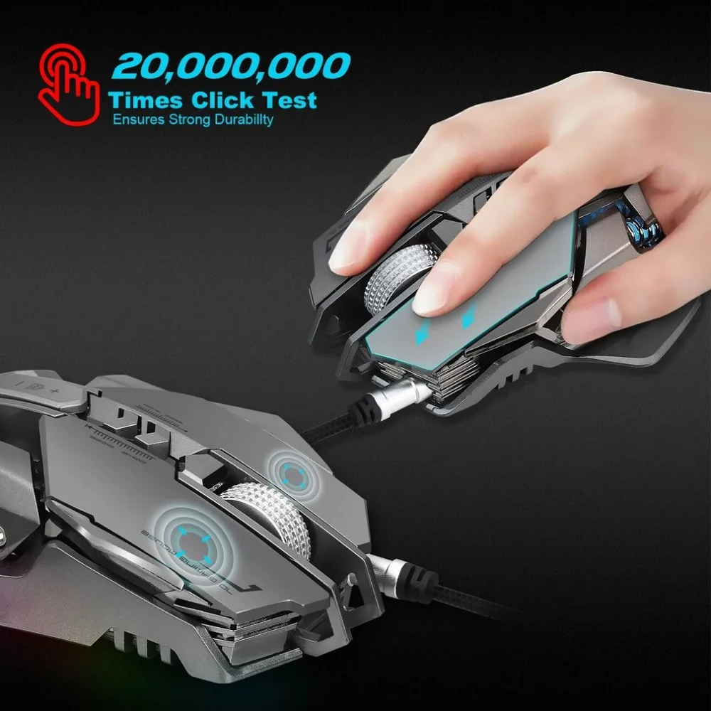 

game mouse X300GY USB Wired Competitive Gaming Mouse Mechanical Game Mouse Adjustable 4000DPI 7 Programmable Buttons LED Backlit