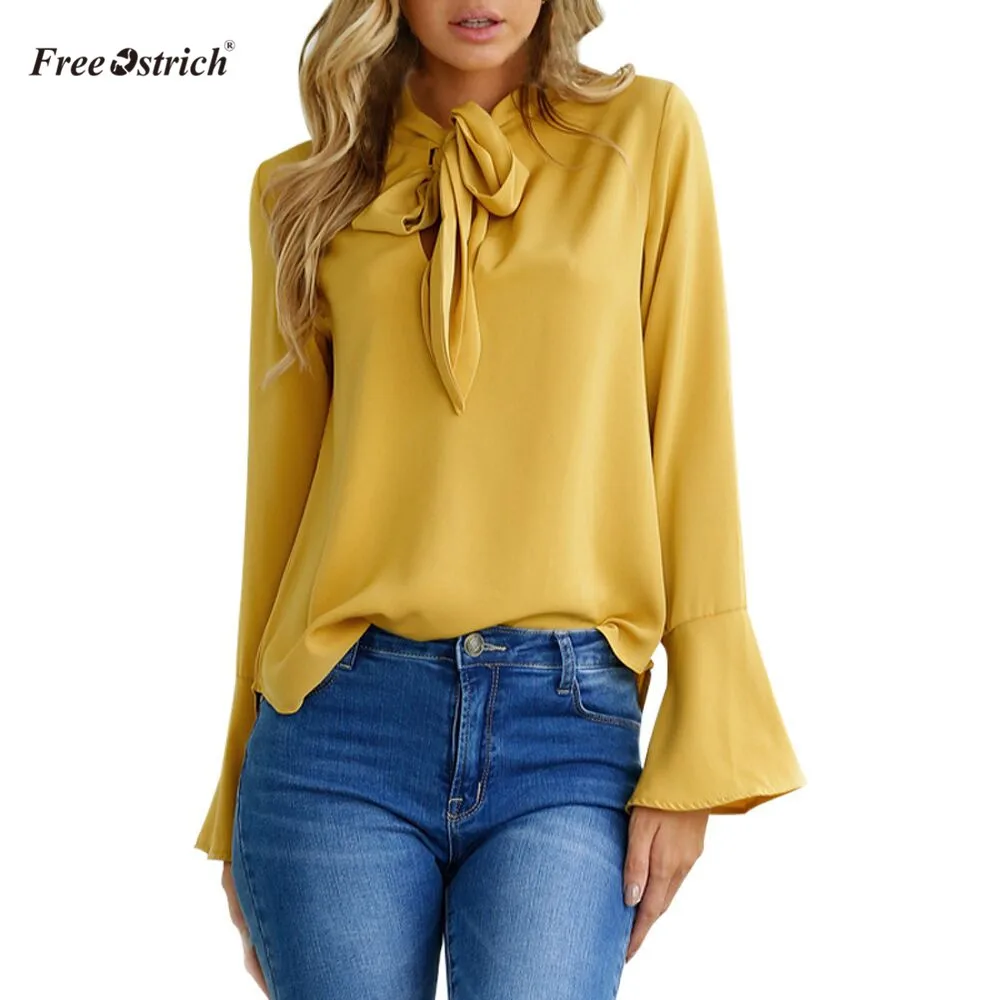 Free Ostrich High Quality Spring Bow Tied Neck Bell Cuff Curved Hem Blouse Women Flare Sleeve Tops Office Ladies Elegant Blouse
Free Ostrich High Quality Spring Bow Tied Neck Bell Cuff Curved Hem Blouse Women Flare Sleeve Tops Office Ladies Elegant Blouse