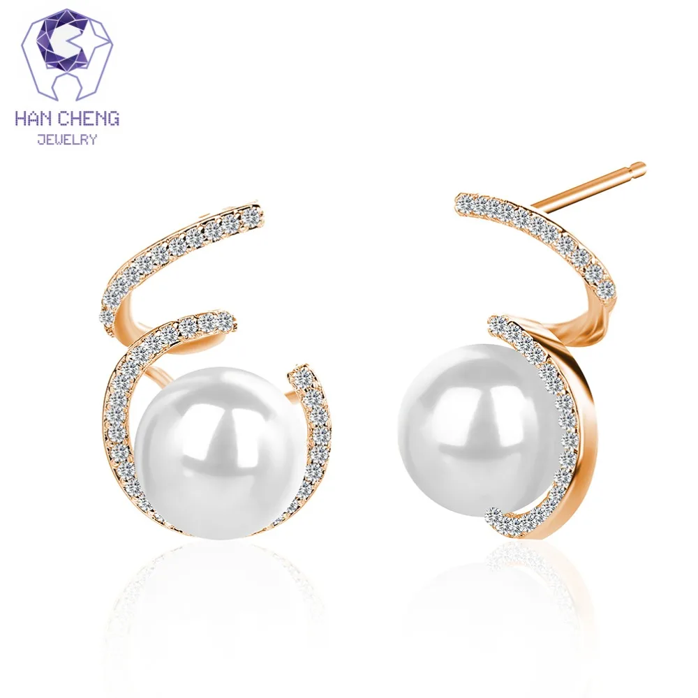HanCheng New Fashion Hot Luxury Spiral Copper Golden/Silver Plated Zircon Pearl Stud Earrings For Women Jewelry brincos bijoux
HanCheng New Fashion Hot Luxury Spiral Copper Golden/Silver Plated Zircon Pearl Stud Earrings For Women Jewelry brincos bijoux
