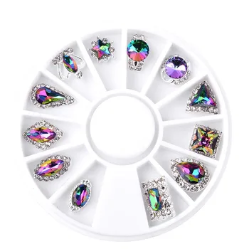 Nail art flame diamond 12pcs in wheel rainbow color water drop heart round drill DIY 3D manicure alloy nail jewelry MZ137
Nail art flame diamond 12pcs in wheel rainbow color water drop heart round drill DIY 3D manicure alloy nail jewelry MZ137