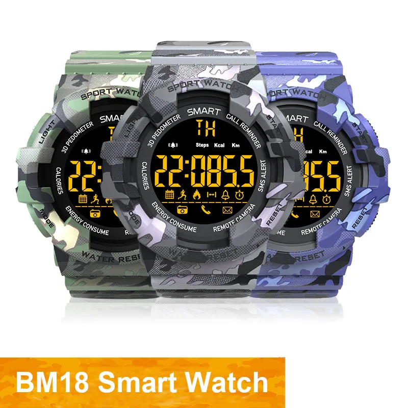 Yulubu Hot Bluetooth Clock BM18 Smart Watch Notification Remote Control Pedometer Sport Watch IP67 Waterproof Men's Wristwatch
Yulubu Hot Bluetooth Clock BM18 Smart Watch Notification Remote Control Pedometer Sport Watch IP67 Waterproof Men's Wristwatch