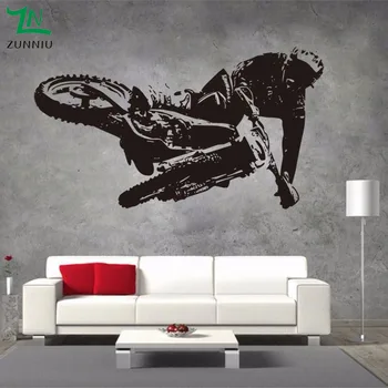 Motorcycle Racing Wall Sticker Vinyl Mural Living Room Bedroom Background Decorative Mural Boys Bedroom Art Sticker