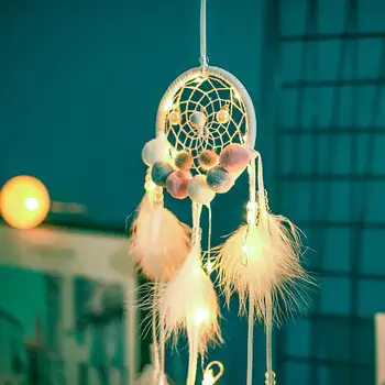 1 Pc Handmade Ball Beads Feather Dream Catcher Night Light Girl Bedroom Decoration
1 Pc Handmade Ball Beads Feather Dream Catcher Night Light Girl Bedroom Decoration