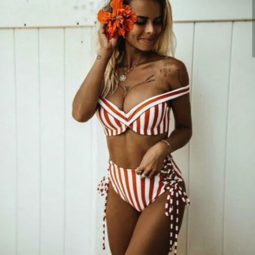 Fashion Women Sexy Striped High-Waisted Swimwear Brazilian Bikini Bra Set Beachwear Summer 2Pcs Sunsuit Clothes
Fashion Women Sexy Striped High-Waisted Swimwear Brazilian Bikini Bra Set Beachwear Summer 2Pcs Sunsuit Clothes