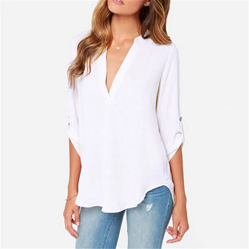 S-5XL Blusas Femininas Women V Neck Solid Chiffon Shirts White,Black,Blue,Gray Blouse sexy lady Long Sleeve Casual Blouse Tops
S-5XL Blusas Femininas Women V Neck Solid Chiffon Shirts White,Black,Blue,Gray Blouse sexy lady Long Sleeve Casual Blouse Tops