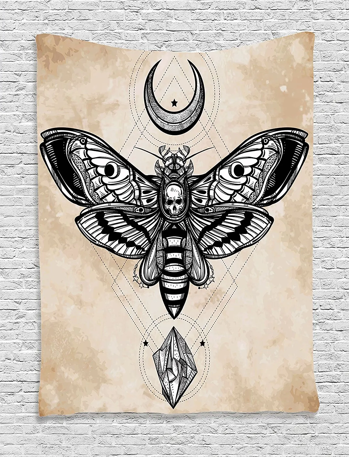 Decor Tapestry, Dead Head Hawk Moth with Luna and Stone Spiritual Magic Skull Illustration, Wall Hanging Tapestry
Decor Tapestry, Dead Head Hawk Moth with Luna and Stone Spiritual Magic Skull Illustration, Wall Hanging Tapestry