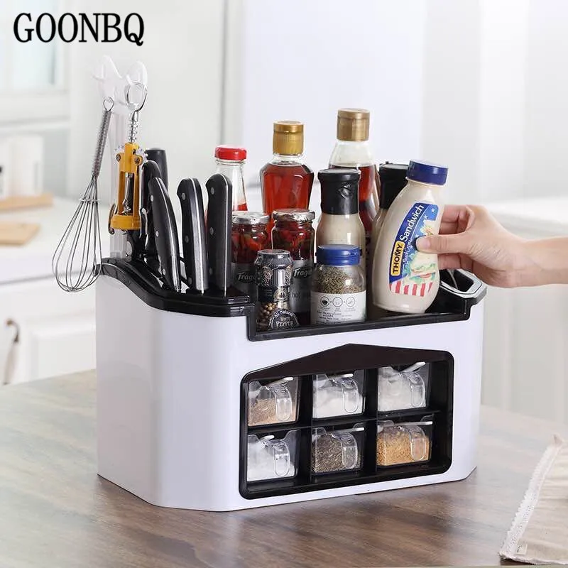 GOONBQ 1 pc Multifunction Kitchen Knife /Fork/ Spice Rack Plastic Knife Shelf Seasoning Jar Storage Organizer Kitchen Holder
GOONBQ 1 pc Multifunction Kitchen Knife /Fork/ Spice Rack Plastic Knife Shelf Seasoning Jar Storage Organizer Kitchen Holder