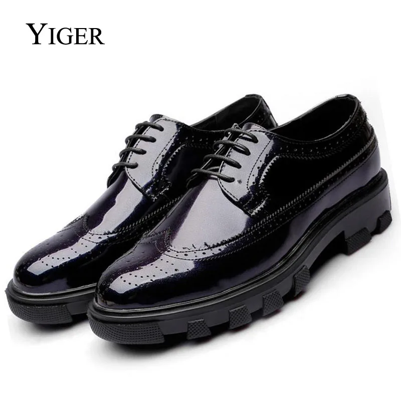 YIGER/Новинка мужские повседневные кожаные туфли на шнуровке деловые свадебные