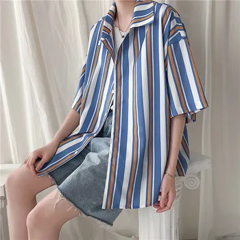 Summer New Dress Shirt Men's Fashion Striped Casual Shirt Man Streetwear Trend Wild Hip Hop Loose Short-sleeved Shirt M-XL
Summer New Dress Shirt Men's Fashion Striped Casual Shirt Man Streetwear Trend Wild Hip Hop Loose Short-sleeved Shirt M-XL