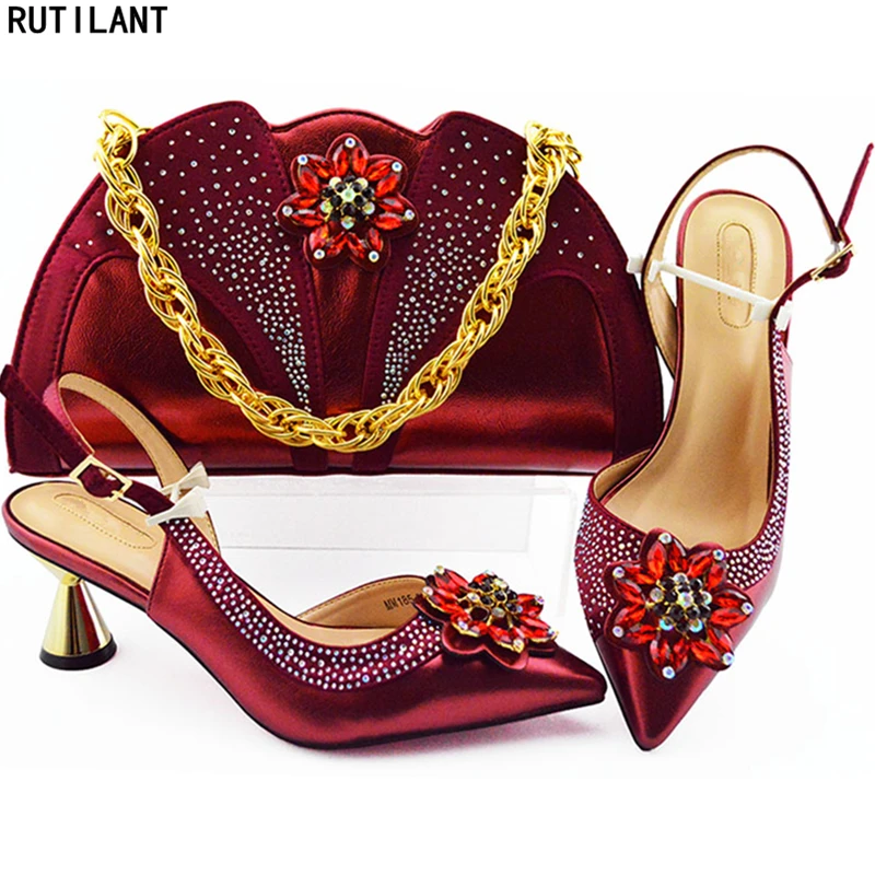 Latest Design African Wedding Shoes and Bag Set Decorated with Rhinestone Summer High Heeled Shoe for Women Elegant Crystal Sho
Latest Design African Wedding Shoes and Bag Set Decorated with Rhinestone Summer High Heeled Shoe for Women Elegant Crystal Sho