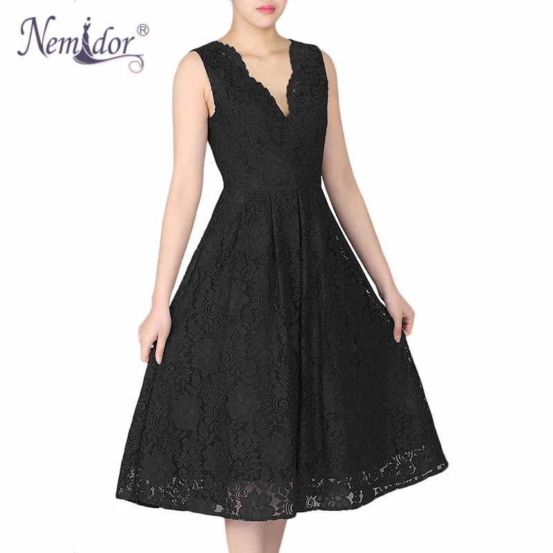 Manydress Women\'s Vintage Sleeveless Scalloped Floral Lace Cocktail Prom Dress (22)