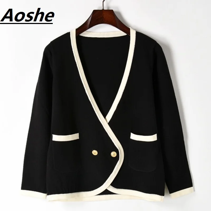 Aoshe Design Cardigan Sweater 2018 New Spring Knitting Double Breasted V-neck Novelty Jumper Female Top pull sueter mujer
Aoshe Design Cardigan Sweater 2018 New Spring Knitting Double Breasted V-neck Novelty Jumper Female Top pull sueter mujer