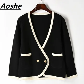 Aoshe Design Cardigan Sweater 2018 New Spring Knitting Double Breasted V-neck Novelty Jumper Female Top pull sueter mujer
Aoshe Design Cardigan Sweater 2018 New Spring Knitting Double Breasted V-neck Novelty Jumper Female Top pull sueter mujer