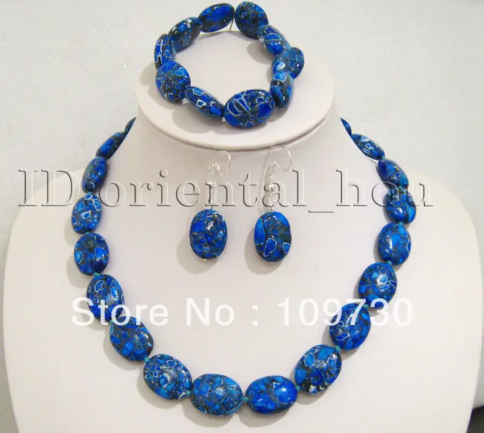hot sell new - Jewelry 00275 Dark blue Oval Turquoise Necklace bracelet earrings Set (A0425)
hot sell new - Jewelry 00275 Dark blue Oval Turquoise Necklace bracelet earrings Set (A0425)