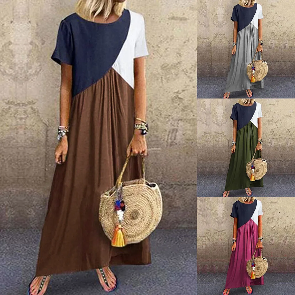 women dress plus size Women Summer Casual Splicing Dress Short Sleeve Round Neck Loose Long Dress summer dresses women 2019
women dress plus size Women Summer Casual Splicing Dress Short Sleeve Round Neck Loose Long Dress summer dresses women 2019