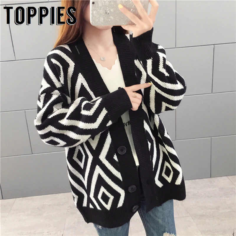 2019 Argyle Cardigan Women Loose Knitting Jacket Coat Female Cardigan Sweater Autumn Winter Jersey
2019 Argyle Cardigan Women Loose Knitting Jacket Coat Female Cardigan Sweater Autumn Winter Jersey