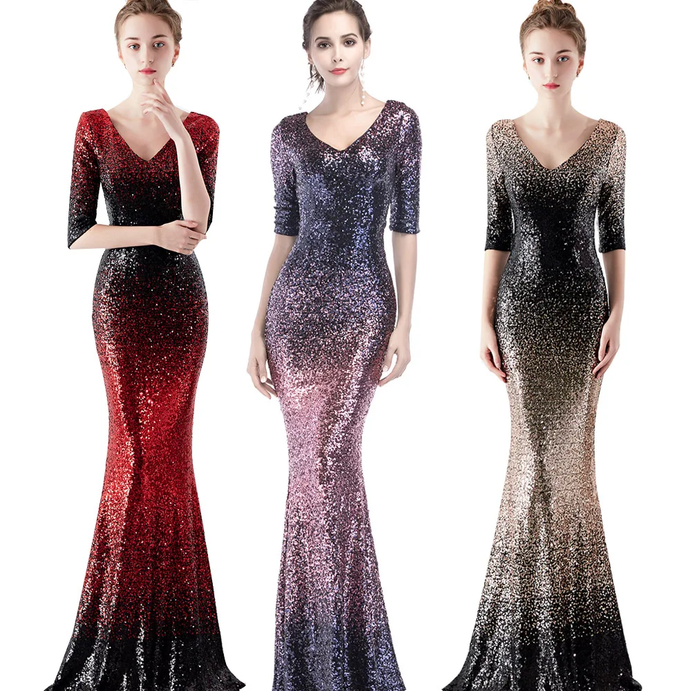 Formal Women Sequin half sleeve Maxi Evening Dress Elegant Celebrity Sexy glitter v Neck Vestido Bodycon long Club Party Dress
Formal Women Sequin half sleeve Maxi Evening Dress Elegant Celebrity Sexy glitter v Neck Vestido Bodycon long Club Party Dress