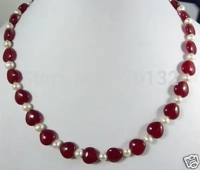 Wholesale Natural 7-8MM White Cultured pearl&Heart Ruby Necklace 18'' Unusual Fine Bridal Silver hook Free Shipping
Wholesale Natural 7-8MM White Cultured pearl&Heart Ruby Necklace 18'' Unusual Fine Bridal Silver hook Free Shipping