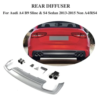 

PP Car Rear Diffuser Lip Bumper Protector With Exhaust Muffler For Audi A4 B9 Sline S4 Sedan 4 Door Non A4 RS4 2013-2015