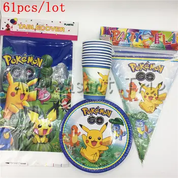 New Pokemon Theme Party for Children Birthday Party 61pcs / lot Party Supplies Tablecloth Cup Tray Banner for 20 people
New Pokemon Theme Party for Children Birthday Party 61pcs / lot Party Supplies Tablecloth Cup Tray Banner for 20 people
