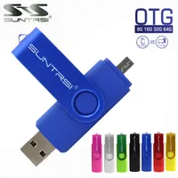 Suntrsi Smart Phone USB Flash Drive Metal Pen Drive 64gb pendrive 8gb OTG external storage micro usb memory stick Flash Drive image