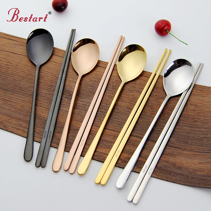 Gold 18/10 Korean Stainless Steel Food Chopsticks Spoon Set Long Handle Flat Non-slip Chopsticks Dessert Spoons Dinnerware Set
Gold 18/10 Korean Stainless Steel Food Chopsticks Spoon Set Long Handle Flat Non-slip Chopsticks Dessert Spoons Dinnerware Set