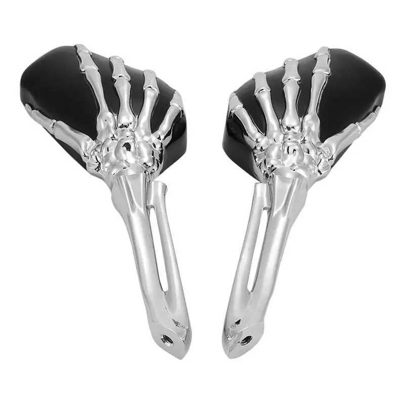 

2PCS Motorcycle Bike Chrome Skull Skeleton Mirrors for Harley Sportster Dyna Touring Softail