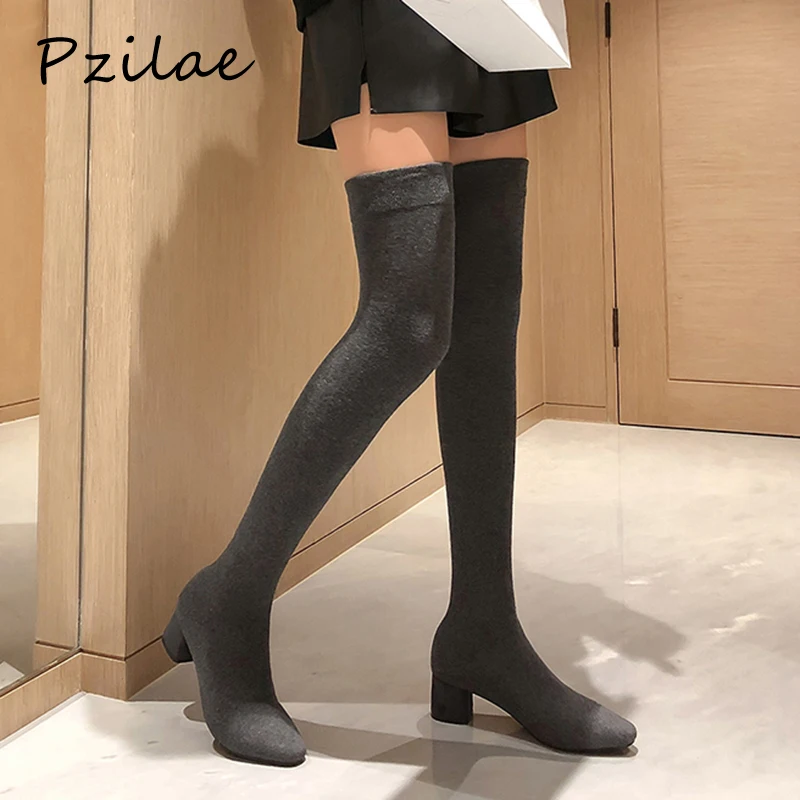 Pzilae fashion women stretch fabric stockings thigh high boots high heels sexy square toe over the knee boots women winter 34-42
Pzilae fashion women stretch fabric stockings thigh high boots high heels sexy square toe over the knee boots women winter 34-42