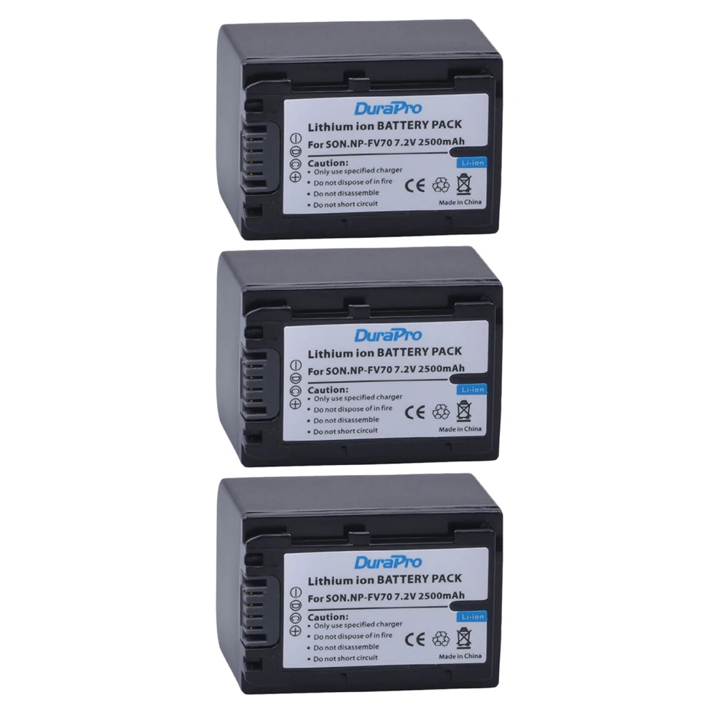 

DuraPro 3Pcs NP FV70 NP-FV70 FV70 Camera Battery for SONY HDR XR550E XR350E XR150E CX550E CX350E CX150E DCR-SR68E SX83E SX63E